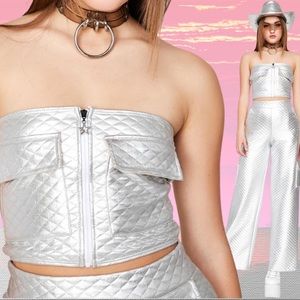 CHROME LOVE ME SOFTLY CARGO CROP TUBE TOP NWT